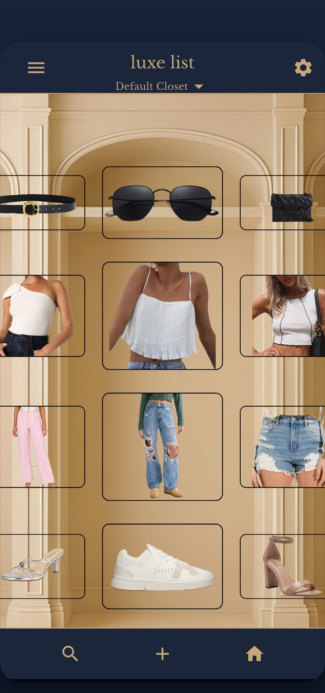 The LuxeList closet, showing saved pieces
